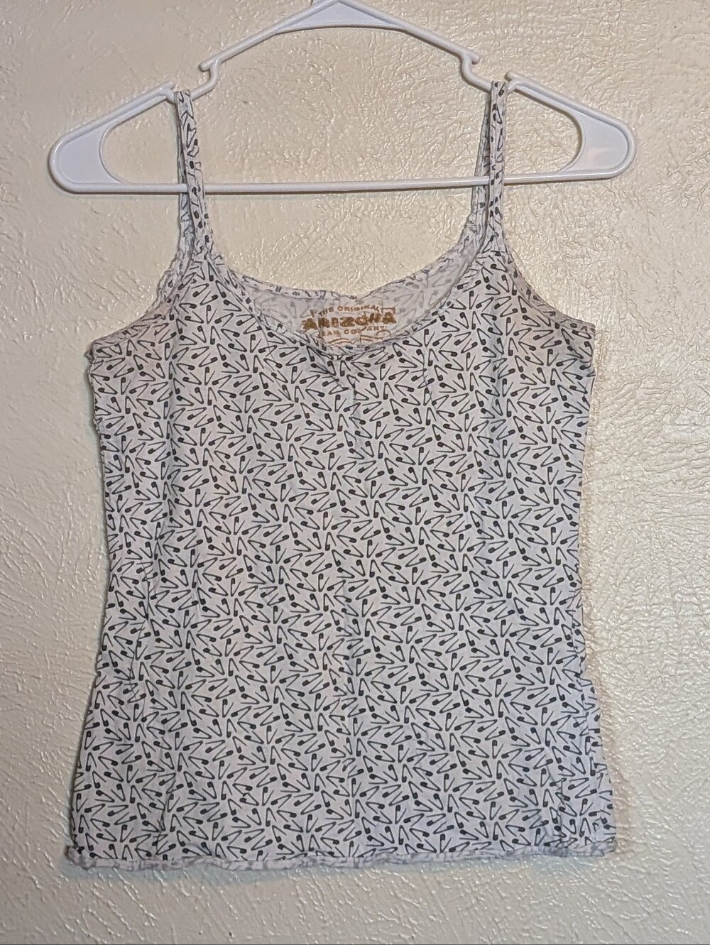 Goth Punk Black White Safety Pin Pattern Raw Edge Y2K Camisole Tank Top M